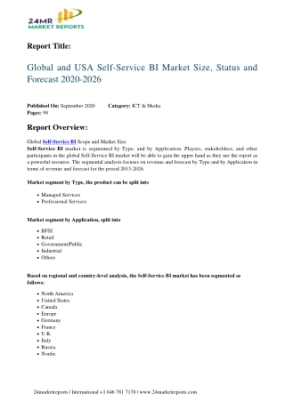 Self-Service BI Market Size, Status and Forecast 2020-2026