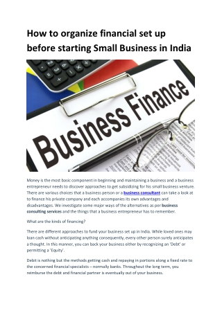 How to organize financial set up before starting Small Business in India