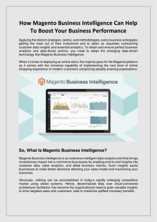 How Magento Business Intelligence Can Help to Boost Your Business Performance