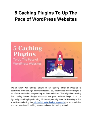 5 Caching Plugins To Up The Pace of WordPress Websites