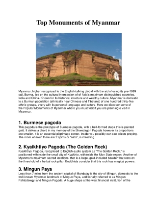 Top Famous Monuments in Myanmar