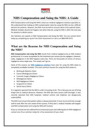 NHS Compensation and Suing the NHS: A Guide