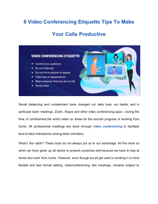 Video Conferencing Etiquette 6 Tips to Make Call Productive