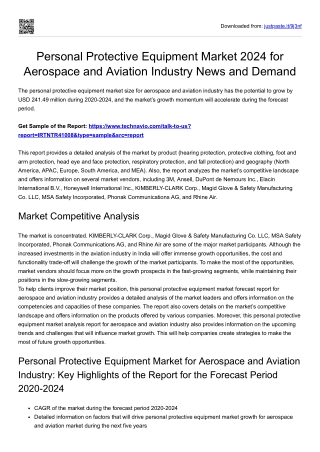 Personal Protective Equipment Market for Aerospace and Aviation Industry 2024