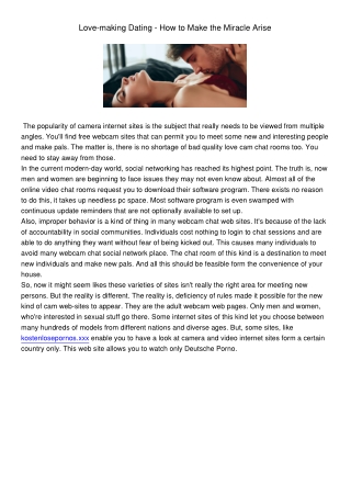 Love-making Dating - How to Make the Miracle Arise