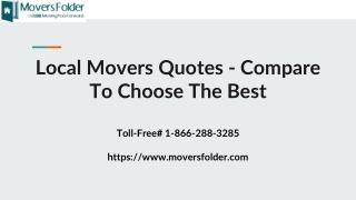 Local Movers Quotes - Compare to Choose the Best