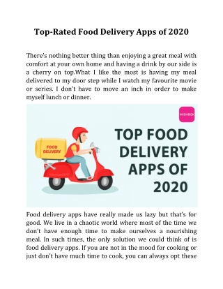 Top Food Delivery Apps of 2020