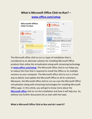 What is Microsoft Office Click-to-Run? – www.office.com/setup