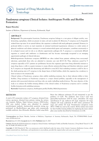Journal of Drug Metabolism & Toxicology