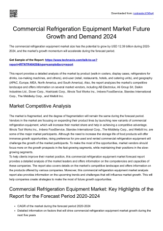 Commercial Refrigeration Equipment Market Application and Demand 2024