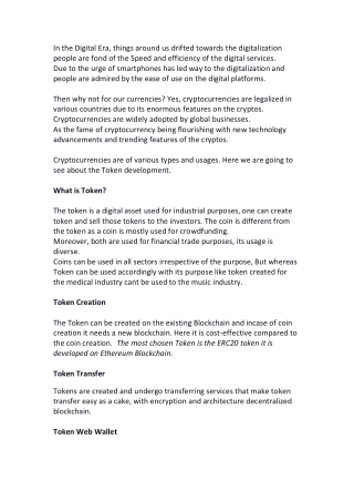 Important Features of Ethereum Tokens