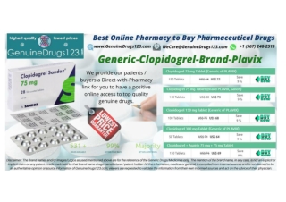 Generic #Clopidogrel #Plavix 75 mg Tablet Medication - #GenuineDrugs123