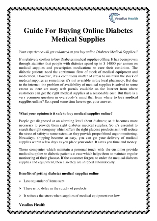 Guide For Buying Online Diabetes Medical Supplies