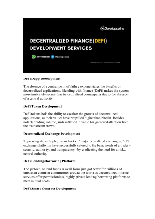 Decentralized Finance Development Company