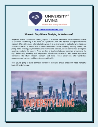 Where to Stay Where Studying in Melbourne?
