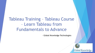 Tableau Training - Tableau Course - GKT