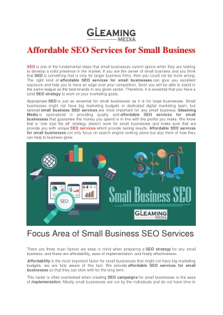 Affordable SEO Services for Small Business