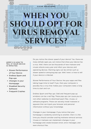 When You Should Opt For Virus Removal Services?