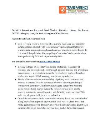 Recycled Steel Market: Building and Construction Segment Expected to Hold Major Share