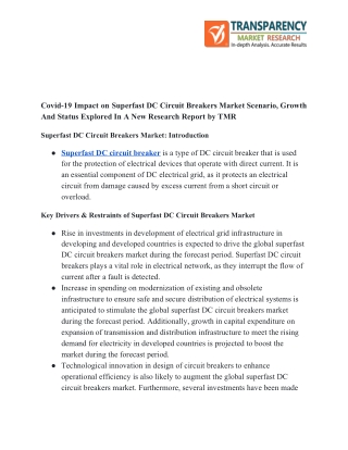 Superfast DC Circuit Breakers Market:  Key Trends, Major Drivers And Challenges till 2027