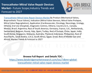 Transcatheter Mitral Valve Repair Devices Market– Future Scope,Industry Trends and Forecast to 2027