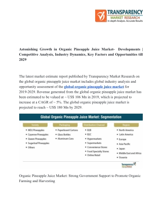 Organic Pineapple Juice Market: Growing Demand for Organic Fruit Juices