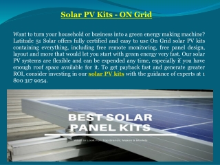 Solar PV Kits - ON Grid