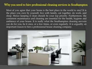 Why you need to hire professional cleaning services in Southampton