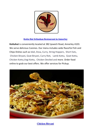 5%  OFF  - Kottu Hut Menu  - Srilankan Takeaway Annerley, Qld