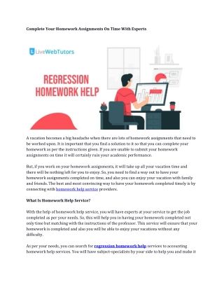 Complete Your Homework Assignments On Time With Experts