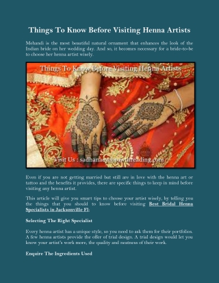 Things To Know Before Visiting Henna Artists