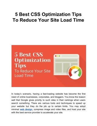 5 Best CSS Optimization Tips  To Reduce Your Site Load Time