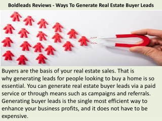 Boldleads Reviews - Ways To Generate Real Estate Buyer Leads