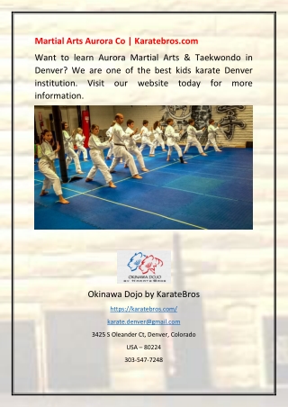 Martial Arts Aurora Co | Karatebros.com