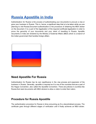 Russia Apostille in India