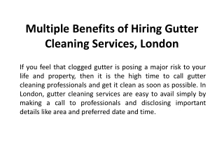 Multiple Benefits of Hiring Gutter Cleaning Services, London