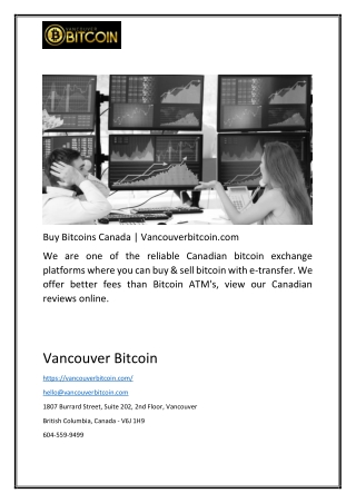 Buy Bitcoins Canada | Vancouverbitcoin.com