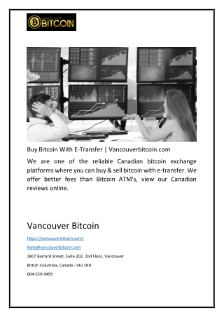 Buy Bitcoin With E-Transfer | Vancouverbitcoin.com