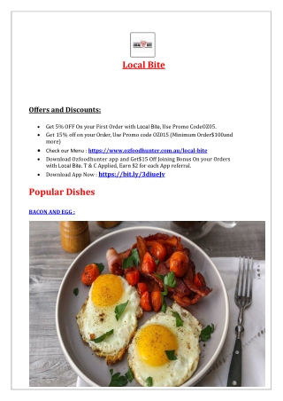5% Off - Local Bite - Fast food menu takeaway Scullin, Act