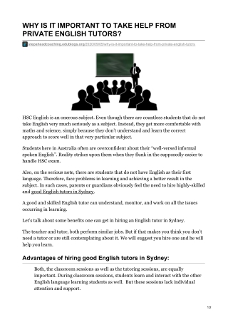 WHY IS IT IMPORTANT TO TAKE HELP FROM PRIVATE ENGLISH TUTORS?