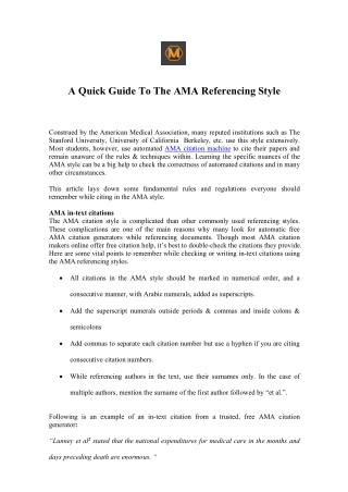 A Quick Guide To The AMA Referencing Style