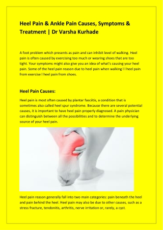 Heel Pain & Ankle Pain Causes, Symptoms & Treatment | Dr Varsha Kurhade