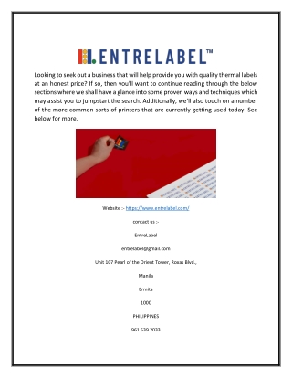 Online label supplier in philippines | Entrelabel.com