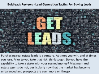 Boldleads Reviews - Lead Generation Tactics For Buying Leads