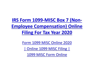 IRS Form 1099-MISC Box 7 (Non-Employee Compensation) Online Filing For Tax Year 2020