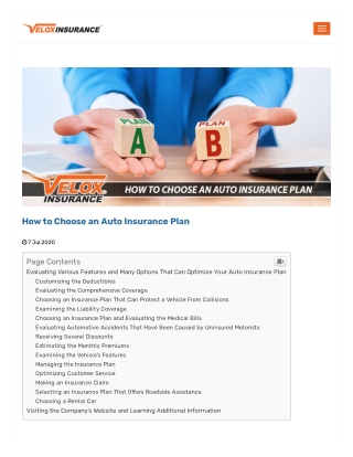 How to Choose an Auto Insurance Plan