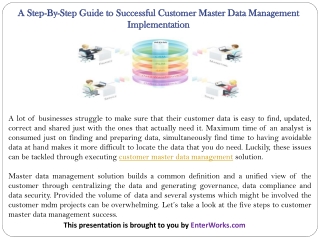 A Step-By-Step Guide to Successful Customer Master Data Management Implementation