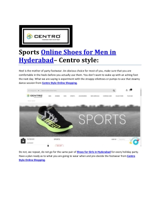 Sports Online Shoes for Men in Hyderabad– Centro style:
