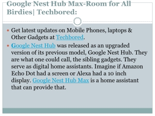 Google Nest Hub Max-Room for All Birdies| Techbored: