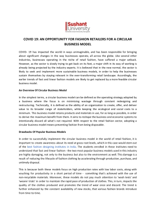 Covid 19: An Opportunity For Fashion Retailers For A Circular Business Model | Sushant University